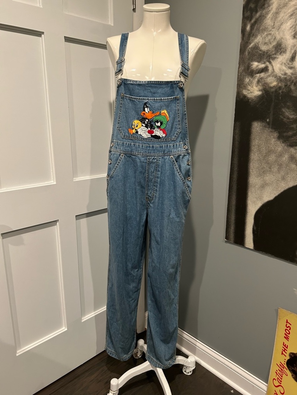 1990s Looney Tunes Embroidered Denim Overalls -